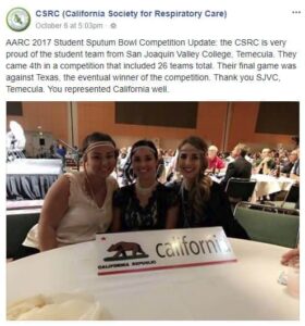 SJVC team places fourth at national Respiratory Therapy competition