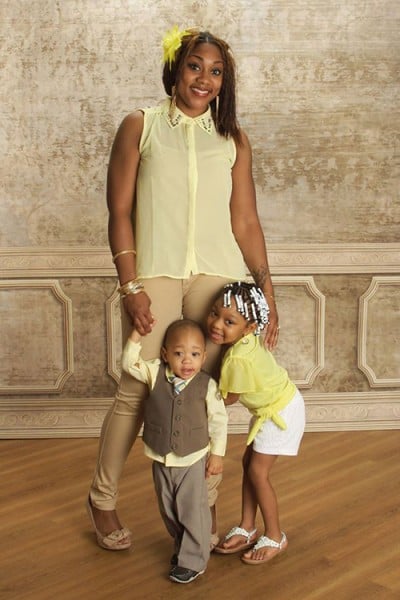 Medical assisting student Felisha Stewart and children